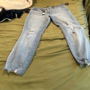 Fashion Nova Sky Blue Ripped Boyfriend Jeans